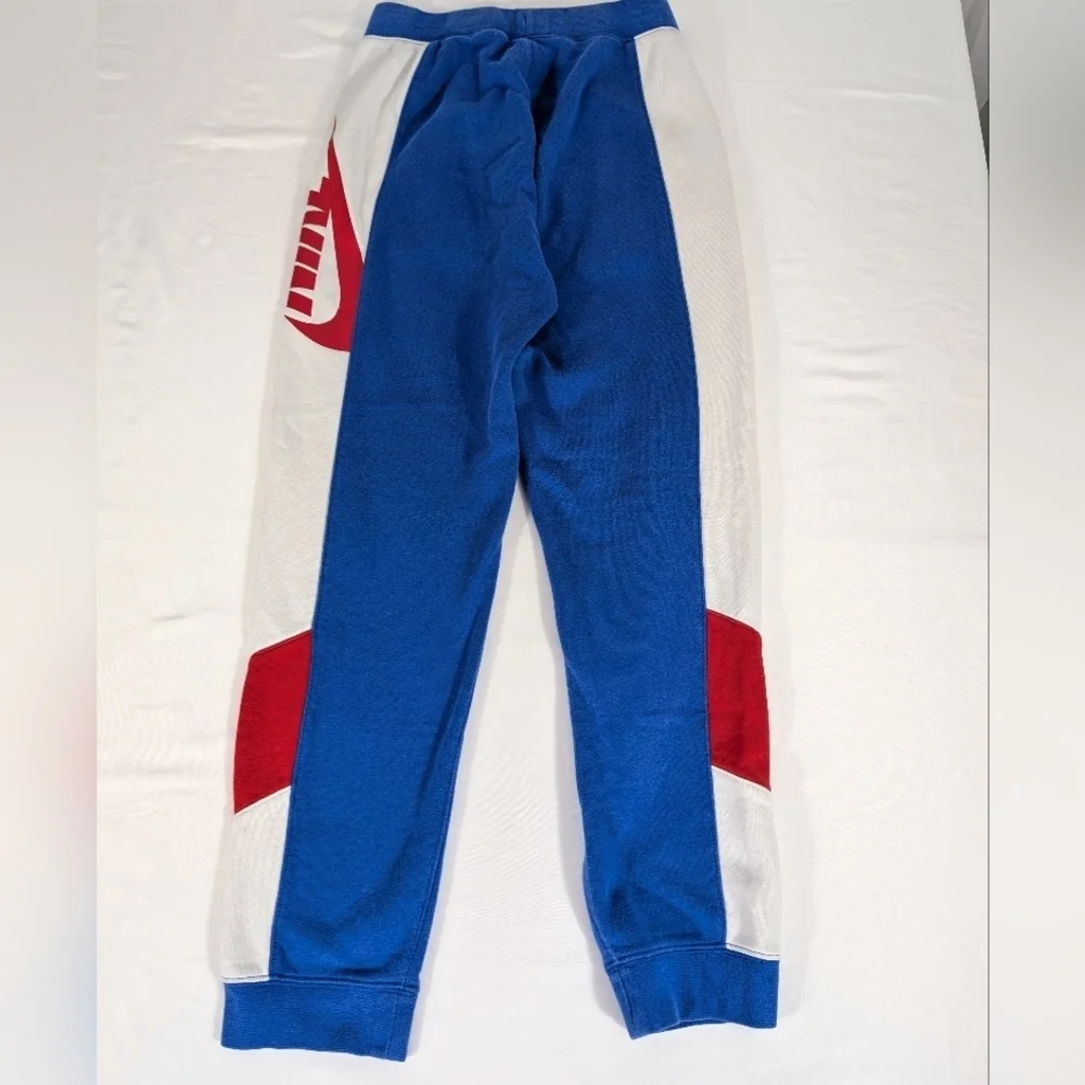 Nike Kids Blue and White with Red Nike Logo Track/Jogger Pants Size Large